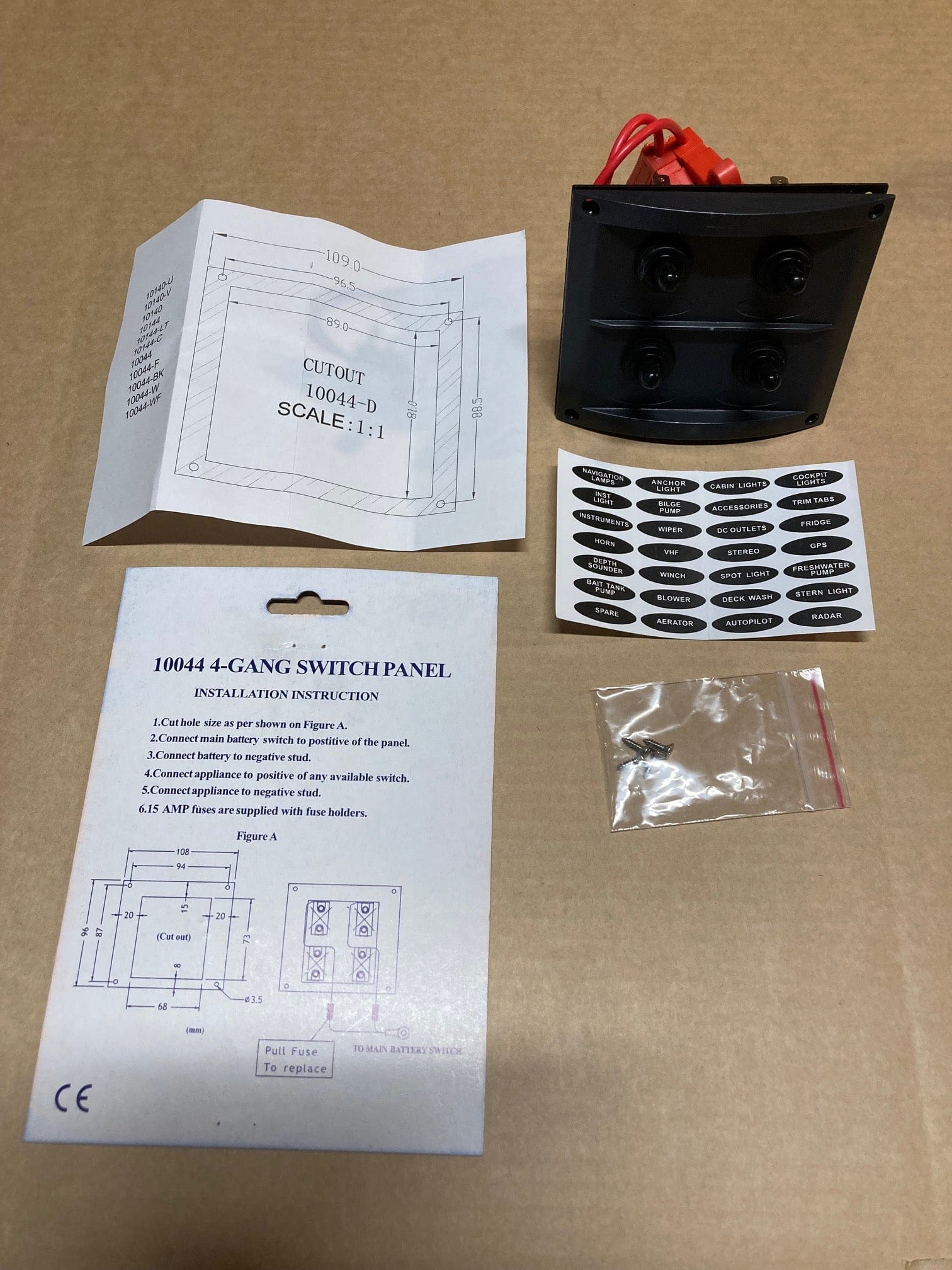 RWB Marine Weatherproof 4 switch panel