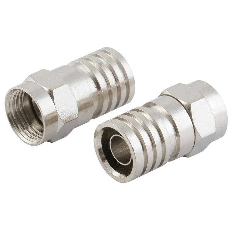RG6 Connectors for RG6 Quad Shield - Buy it by the metre Cable (2 FITTED CONNECTORS)
