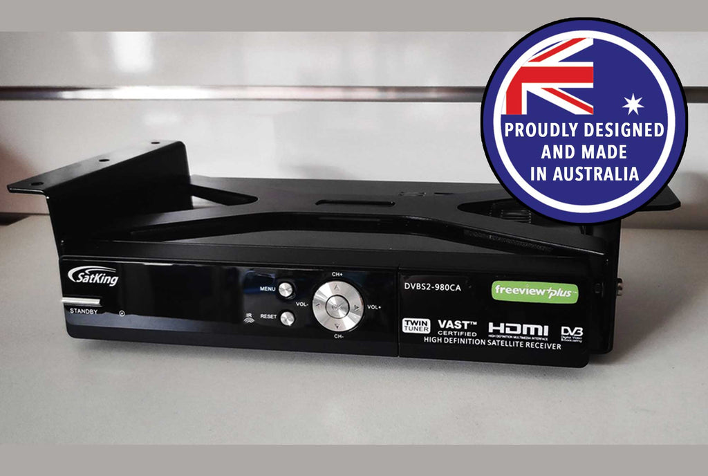 Custom made shelf bracket to suit the SatKing DVBS2-980CA Twin Tuner VAST Satellite TV Receiver