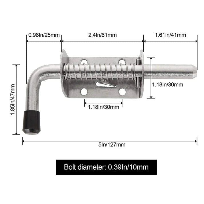 Spring Loaded Latch - Stainless Steel 127mm