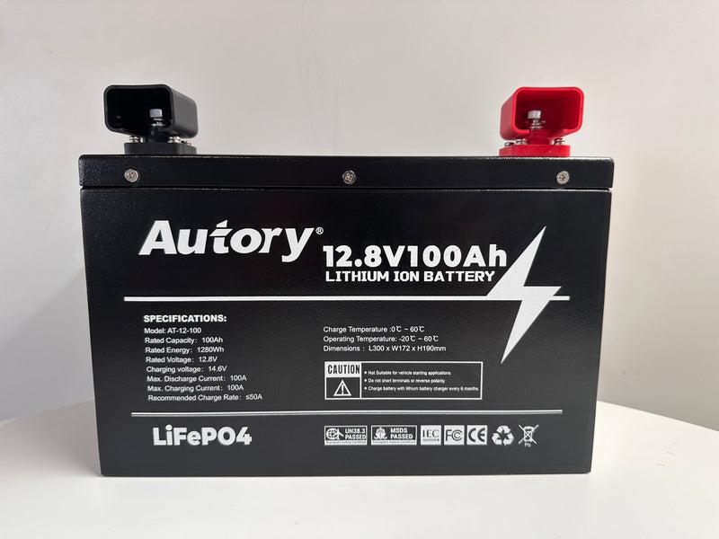 SJRV Autory 12V Hi-Output LifePO4 100A Lithium Battery | Metal Case | 3 Year Warranty