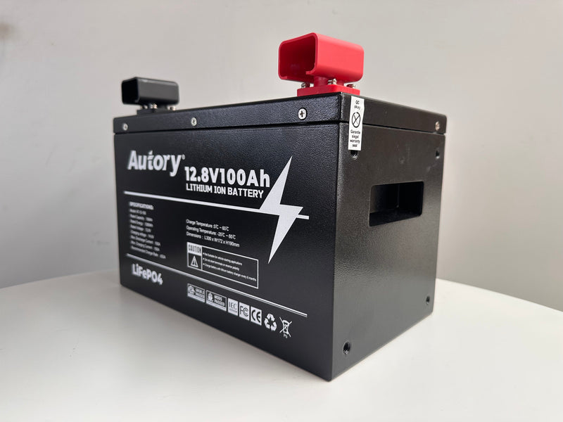 SJRV Autory 12V Hi-Output LifePO4 100A Lithium Battery | Metal Case | 3 Year Warranty