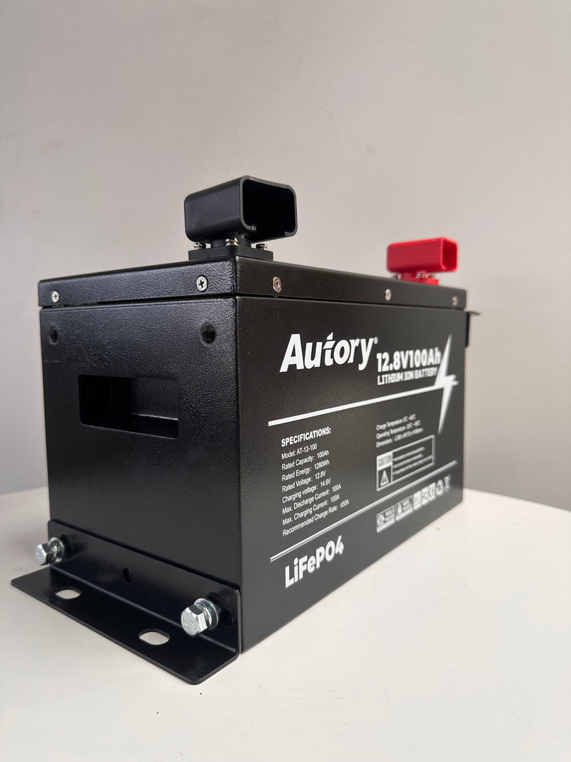 SJRV Autory 12V Hi-Output LifePO4 100A Lithium Battery | Metal Case | 3 Year Warranty