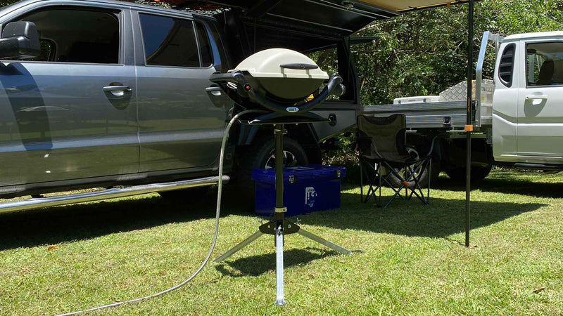 Trip-Pod BBQ Tripod Stand to suit Weber Q1000 and Q1200 for Caravans and Camping